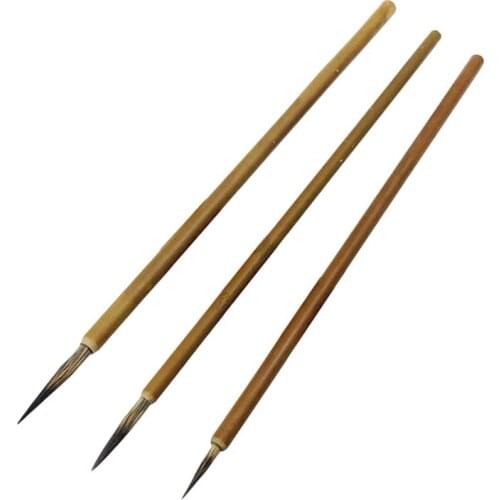 3Pcs(S M L) Chinese Art Painting Brush Weasel Hair Hook Line Pen Art Drawing Brushes Supplies Watercolor Paint Brush Supplies