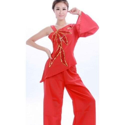 Fire-like Youth Paillette Yonger Dance Costume Fan and Umbrella Dance Costume