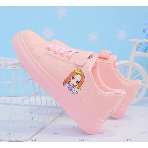 Girls' sneakers autumn waterproof non-slip sports shoes soft bottom white shoes elementary school childrens shoes running shoes