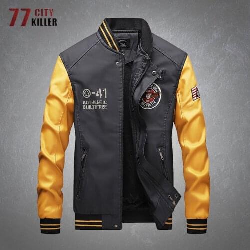 Spring Leather Jacket Men Fashion Patchwork Baseball Motorcycle PU Jackets Male Casual Comfortable Slim Mens Faux Leather Coats