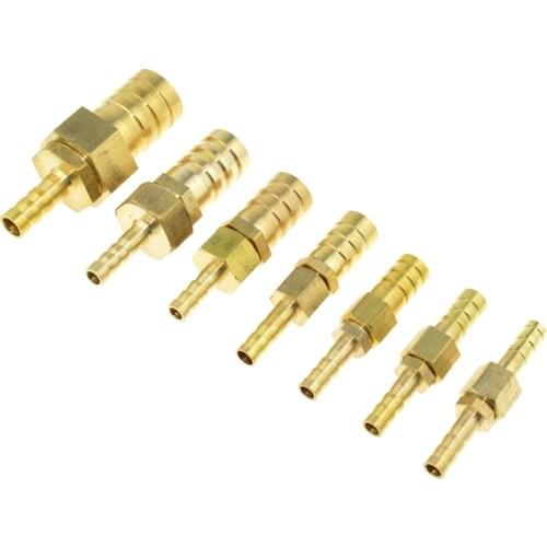 Brass 6mm Hose Barb Fitting to 8mm 10mm 19mm OD Raccord Barb Reducer Barbed Adapter Pipe Fittings Gas Copper Coupler Connector