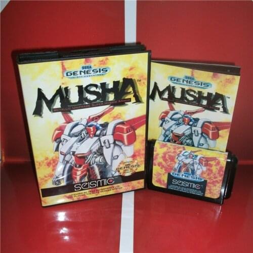MD games card - MUSHA US Cover with Box and Manual For Sega Megadrive Genesis Video Game Console 16 bit MD card