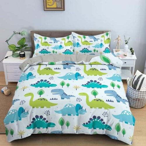 Cute Bedding Set 3D Dinosaur Printing Kids Duvet Cover for Boys Girl Cartoon Super Soft NO Filling Queen/King AU/EU/US Size Gift