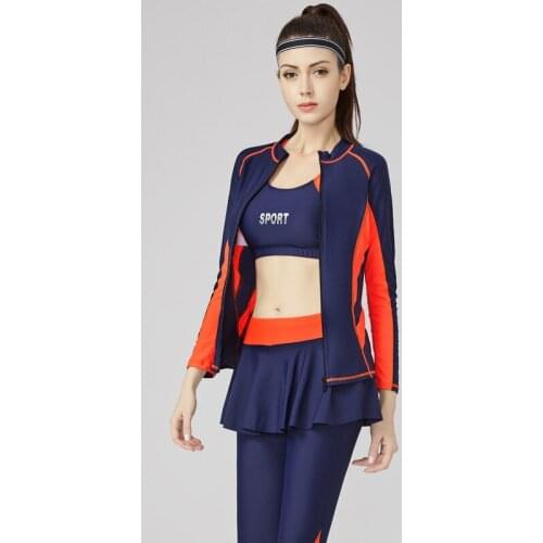 Muslim Long-Sleeve Trousers 3 Pcs Sexy Skirt Swimsuit Womens Surfing Diving Plus Size Swimwear Sunscreen Jellyfish Bathing Suit