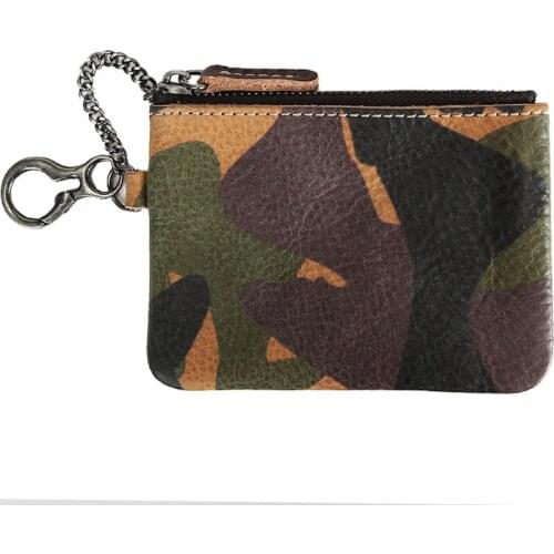 2021 Mens Leather Coin Purses Holders Fashion Small Zipper Bag Mini Wholesale Camouflage Mens Purse