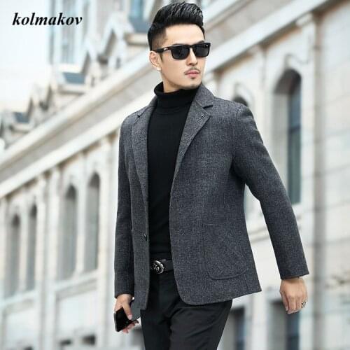 New Arrival Autumn Style Men Boutique Wool Blazers High Quality Fashion Casual Double-sided Woolen Clothes Mens Solid Blazers
