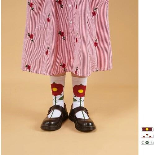 5 pair / Lot woman men Flower Rose Sunflower crew socks autumn winter cotton Creative Colorful women sock novelty gift socks