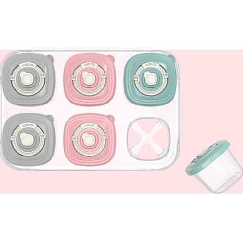 6 Pcs/Set Baby Food Organizer Freezing Cubes Tray Pots Freezer Storage Container