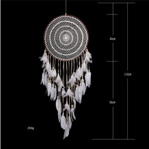 1PC Original 40cm Big Hook Flower Dream Catcher Nordic Feather Charm Literary Gift Creative Backyard Decoration Great Wind Chime