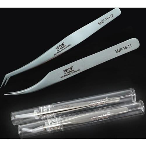 1pcs Switzerland Standard Professional Stainless Steel Eyelashes Extension Tweezers VETUS Best Quality Makeup Accessories