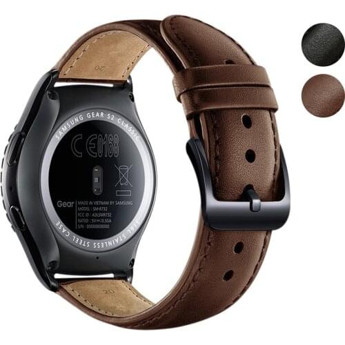 20mm Watch Bands Genuine Leather Strap For Samsung Gear S2 Classic Smart Watch Replacement Wristband Accessories for Amazfit BIP