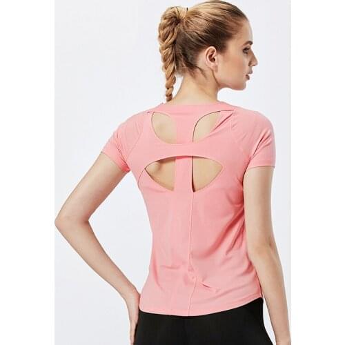Short sleeve Yoga Shirts Sport Top Fitness Yoga Top Gym Top Sports Wear for Women Gym Femme Jersey backless Running T Shirt