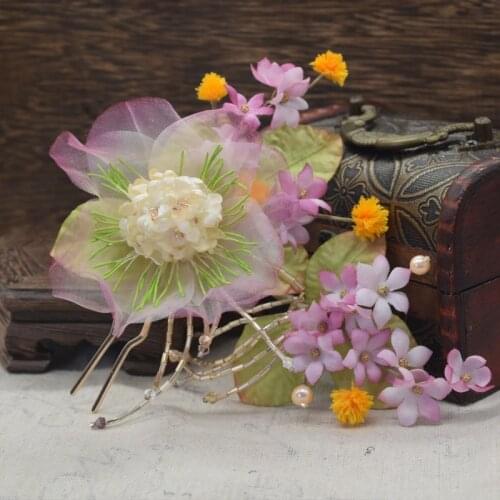 Hand Ironing Flowers Various Floras Beading Palace Hanfu Cheongsam Costume Hair Jewelry Hairpin Photography Cosplay Headband