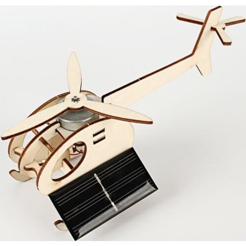 Mini Solar Aircraft DIY Technology Solar Wooden Color Small Production Fun Invented Assembled Toys For Kids Gift For Treaning