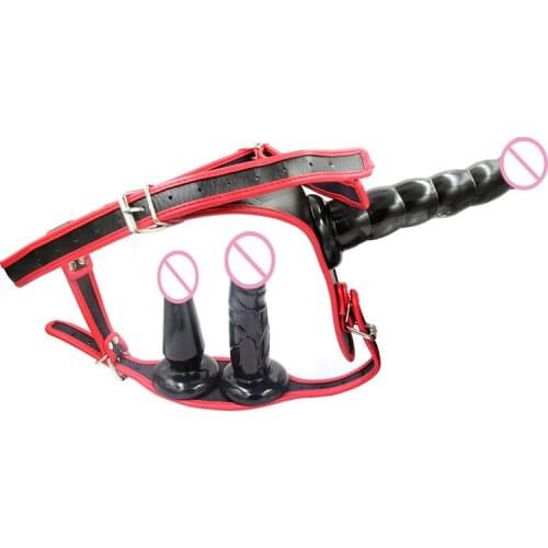 Triple Silicone Plugs Removable Dildo Panties PU Leather Women Strapon Harness Pants G Spot Massager Sex Products