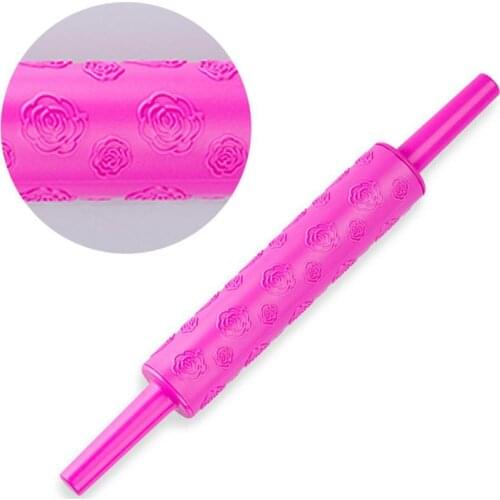1pc Embossed Rolling Pin Plastic Non Stick Textured Dough Roller Pastry Roller DIY Baking Tools Accessories Noodle Tools