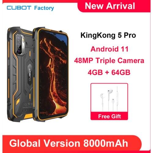 CUBOT Kingkong 5 Pro Rugged Smartphone Waterproof IP68/IP69K Global 4G LTE 8000mAh Android 11 Dual Speaker NFC Mobile Phone