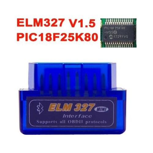 Super Mini ELM327 V1.5 Bluetooth Scanner ELM 327 V1.5 With PIC18F25K80 OBD2 Scanner Support J1850 Protocols