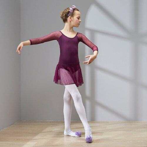 Long Sleeve Dancewear for Girls, Cotton Cute Dance Dress ,Toddler Stage Performance Dress, Kids Tutu Dress,Lovely Dance Skirts