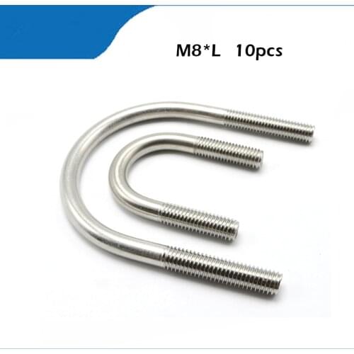 U bolt 10pcs/lot Stainless steel clamp U bolt U-bolts M8*27/33/38/42/45-76mm M8 U Screws
