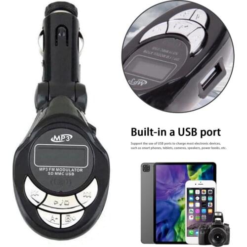 12V Universal Car MP3 Music Player Wireless FM Transmitter Car Navigation Sound Prompt Interface USB/SD/TFAux Remote Control