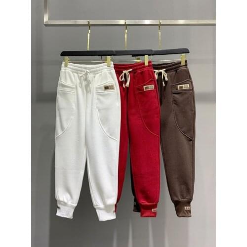 2021 Spring Autumn European Harem Sweatpants Loose Casual Fashion Western Style Women Sports Pants High Waist Solid Hoodie Pants