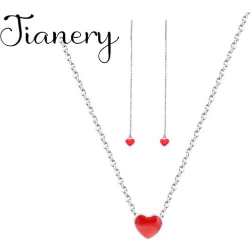 Boho Jewelry Sets Fashion Long Chains Red Heart Earrings Necklaces for Lady Wedding Bridal 2020