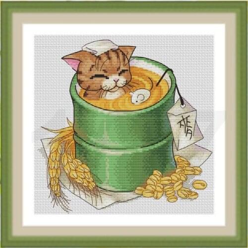 Yellow cat Cross Stitch Kit Packages Counted Cross-Stitching Kits New Pattern NOT PRINTED Cross stich Painting Set