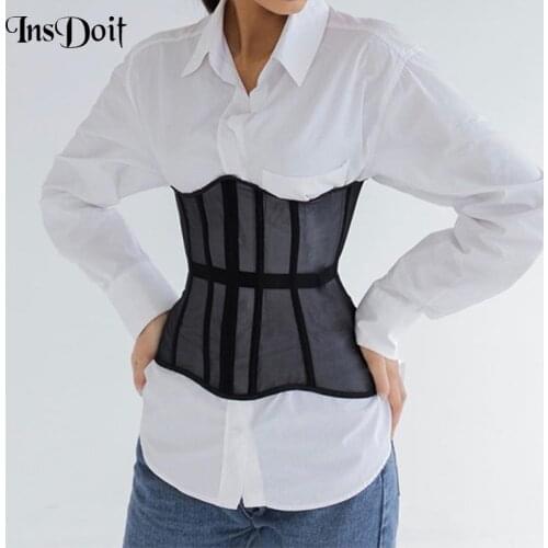 InsDoit Gothic Vintage Streetwear Underbust Corset Bandage Elegant Cummerbund Women Harajuku Sexy Bodycon Casual Waist Shaper
