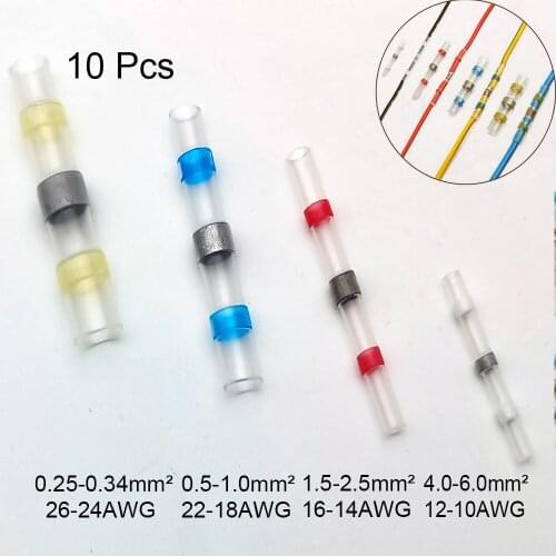 10Pcs Solder Seal Cable Waterproof Heat Shrink Lug Terminals Quick Electrical Wire Conector Car Accessories Butt Connector