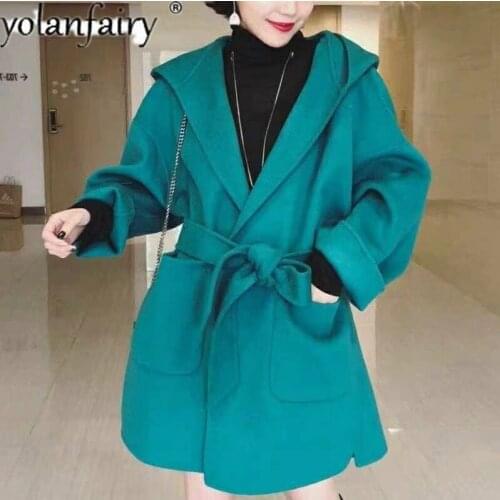 100% Wool Coat Women Hooded Female Jacket Korean Ladies Coats and Jackets Spring Autumn Fashion 2020 Casaco Feminino Pph1443