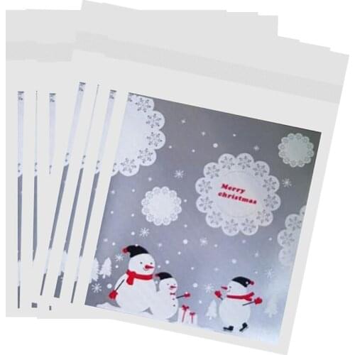 100pcs Handmade Cookie Christmas Bags Self-Adhesive Plastic OPP Gift Bag