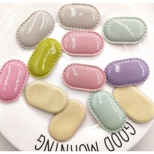20pcs/lot square shiny pu hair clip cover padded Appliques For BB hair Clip Accessories DIY Kid patches
