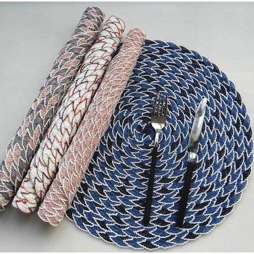 5pcs/lot Round Design Home Insulation Pad Solid Placemat Non-Slip PP Cotton Yarn Lace Table Mat Kitchen Accessories Decoration