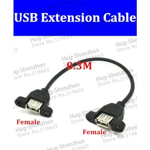 Brand New 30cm USB 2.0 Female to USB Female Panel Mount Extension Adapter Cable 10pcs