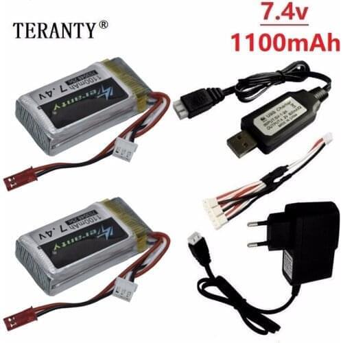 7.4v 1100mah 703048 Lipo Battery + Charger For MJXRC X600 U829A U829X X600 F46 X601H JXD391 FT007 RC toy Lipo Battery 1000mah