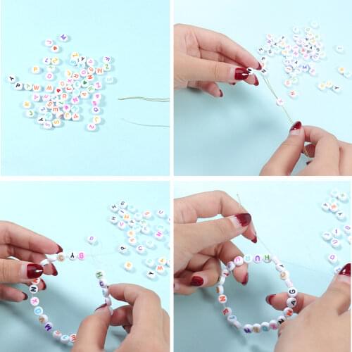 Beadtales Acrylic 100-1200PCS English Letter Beads DIY Alphabet Letters Set 7mm Bracelet Necklace Jewelry Accessories Making