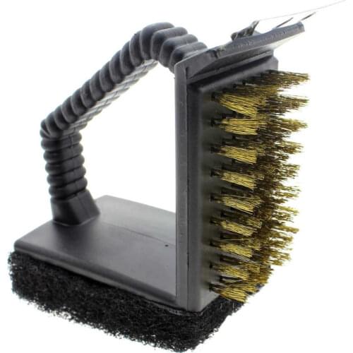 BBQ Accessories Triple Barbecue Grill Brush Copper Steel Cleaning Brushes Barbeque Cleaner Barbacue Kitchen Accessory