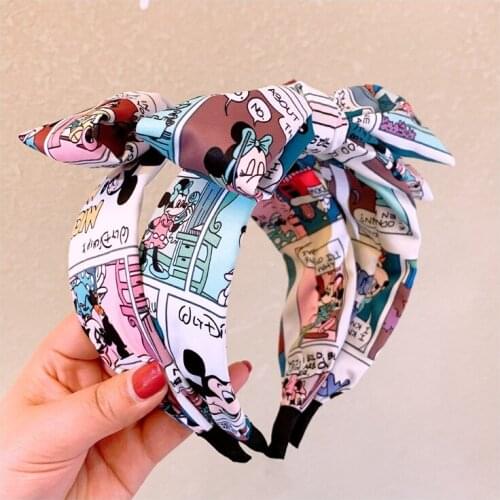 Disney cartoon cute printed letters Mickey Mouse double bow headband baby girls Girl accessories