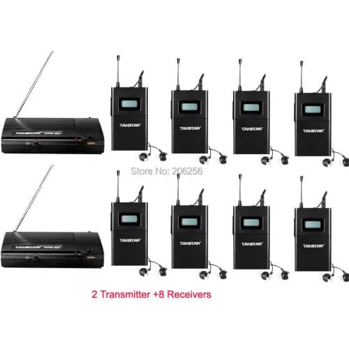 Takstar WPM-200 Audio System 2T 8R UHF Wireless Monitor System Stereo In-Ear earphones For on stage monitoring TV Music