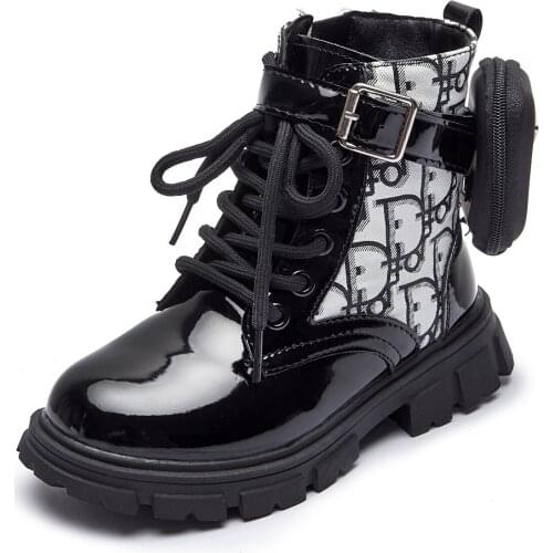 Girls Martin boots 2021 autumn and winter new single boots fashion girls British style short boots children plus cashmere boots