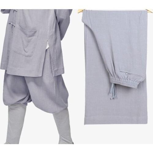 Summer&Spring&Autumn 6color cotton&linen lay meditation nun pants shaolin monk kung fu zen trousers red/gray/yellow/blue/coffee