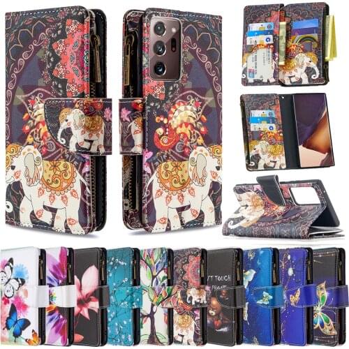 Flip Wallet Case For Samsung Galaxy S21 S20 S30 S9 Plus Note 20 Ultra Note 10 S10 Lite S10e Zipper Coque Painted Leather Funda