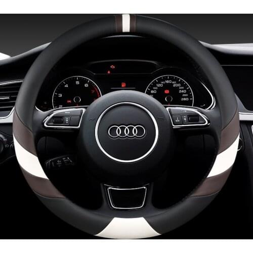 Car leather Steering-wheels Cover 37 38cm 15" non slip for Audi A1 A2 A3 A4 A5 A6 A7 A8l Q2 Q3 Q5 Q7 S1 S2 S3 Sportback Avant