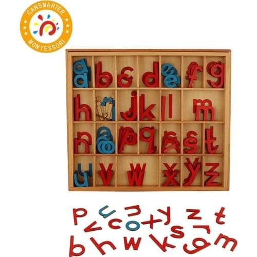 Baby Toy Montessori Material Language Wooden Toy Movable Alphabet Red and Blue Preschool Early Child