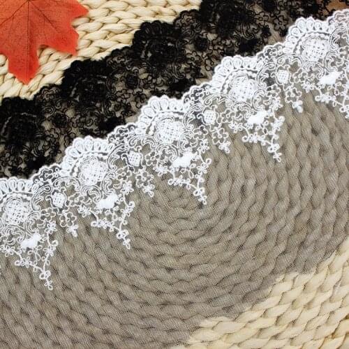 1Yards Embroidery Lace Fabric Wedding 16cm Black White Lace Ribbon Mesh Material Sewing Accessories Trimmings Guipure Craft PL34