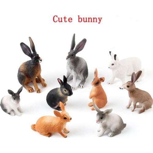 Diy Simulation Mini Rabbits Animals Action Figure Farm Animal Rabbit Model Educational Collection Toy for Kids Resin Kit