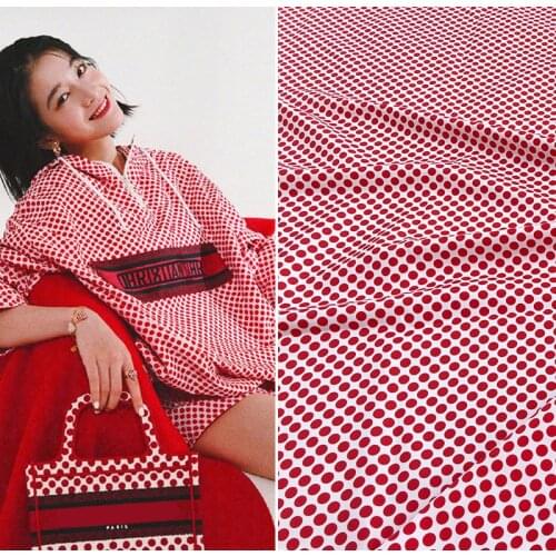 Fashion Brand Fabric 2021 New Cute Pink Windbreaker Polka Dot High Custom Womens Clothing Hand-printed Luxury Style Fabric