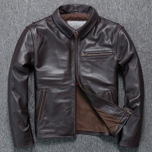 2021 Male Soft Cowhide Jacket Brand Designer Genuine Leather Jacket Male High Quality Motorcycle Vinatge Business Zipper Coat