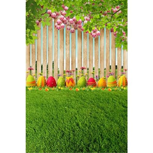 New Spring Easter Color Eggs Photography Background Fences Green Screen Photography Backdrops Backgrounds for Photo Studio Props